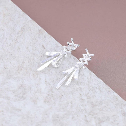 Silver tie bow studs