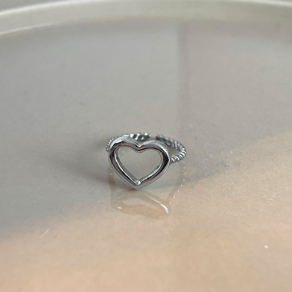 Open Heart Twisted Band Ring