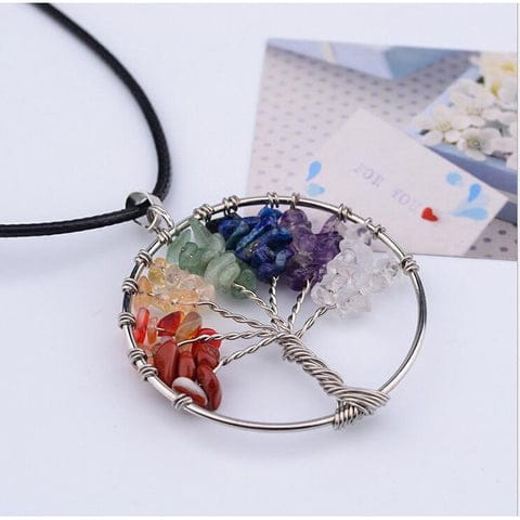 Stone Stainless steel tree pendant