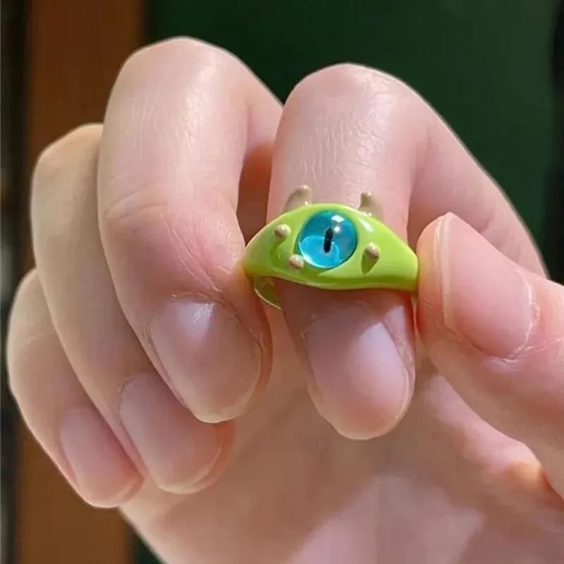 GREEN monster eye ring