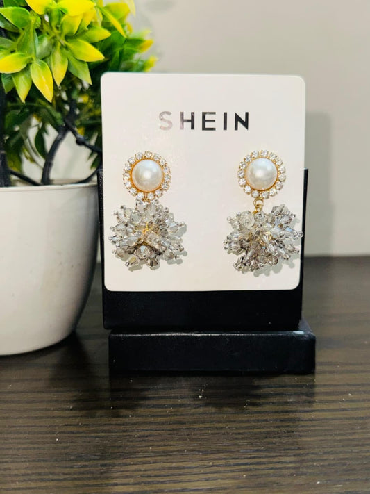 Crystal and flower earings