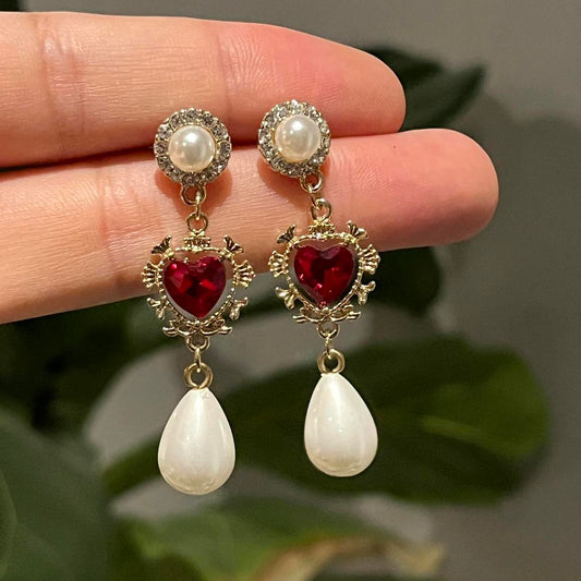 Red Stone Gold earings