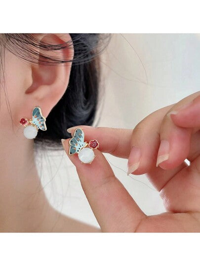 Hand Painting Butterfly studs