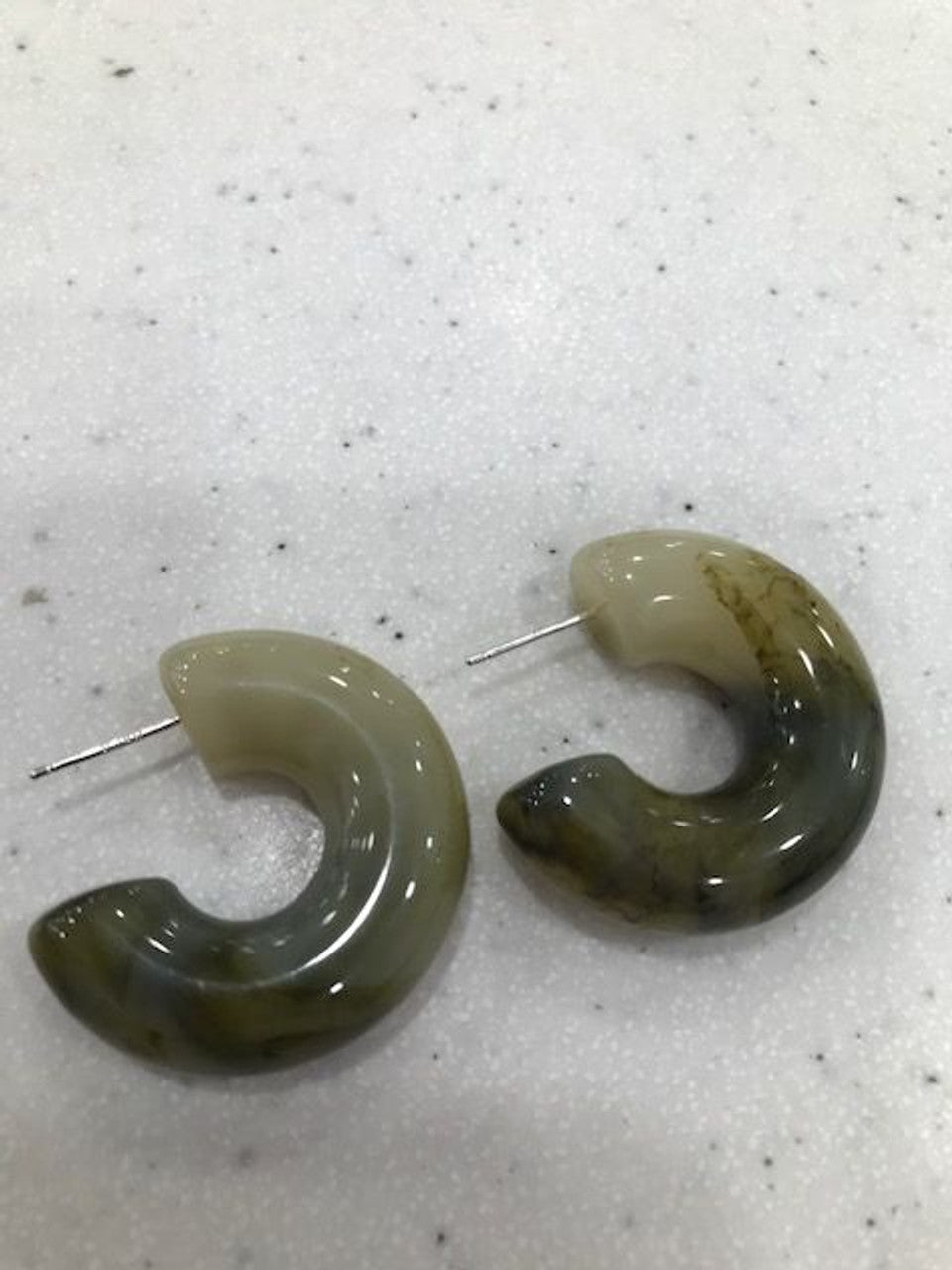 Acrylic hoops olive color