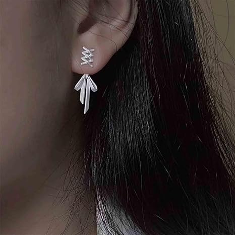 Silver tie bow studs