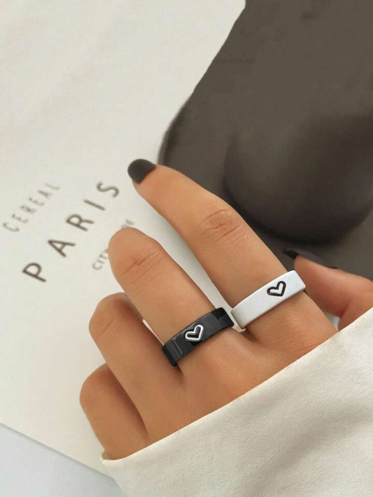 Heart Couple Ring - 2 pcs