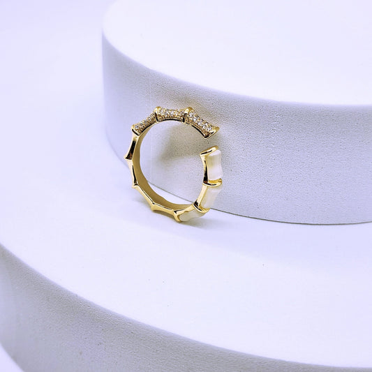 Sanceo Opal Bamboo Fashion Ring