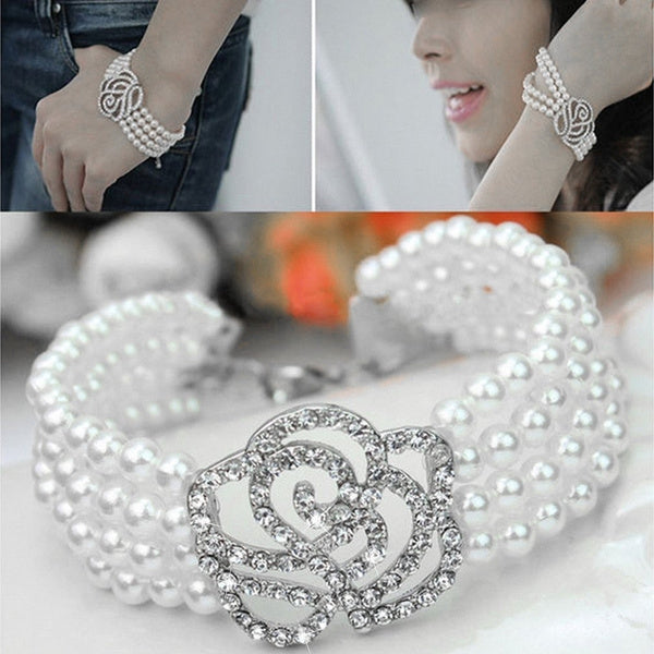 Flower Pearl zirconia braclet