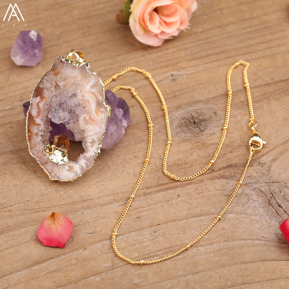 Iregular Charm purple pink stone pendant