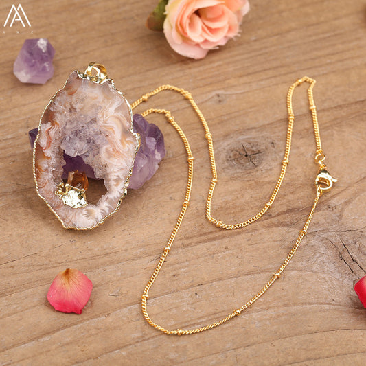 Iregular Charm purple pink stone pendant
