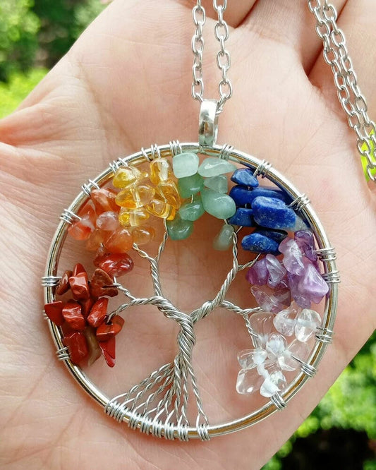 Stone Stainless steel tree pendant