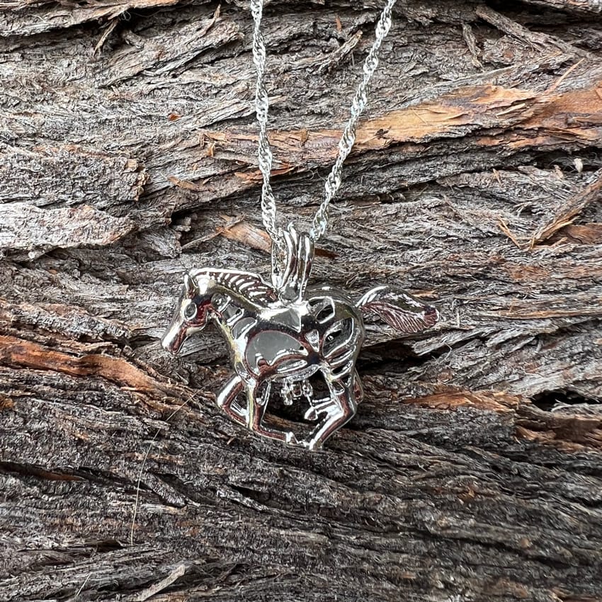 Silver wild horse pendant