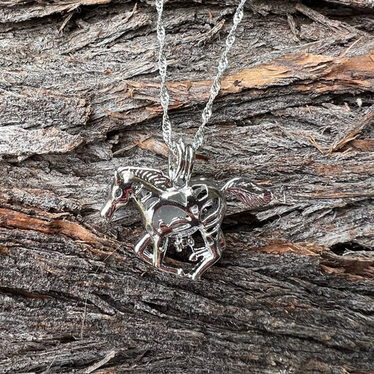 Silver wild horse pendant