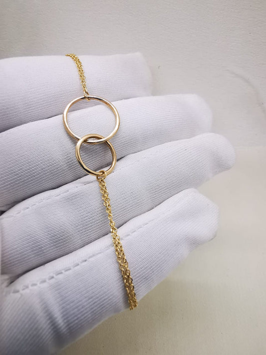 Gold double Ring chain braclet