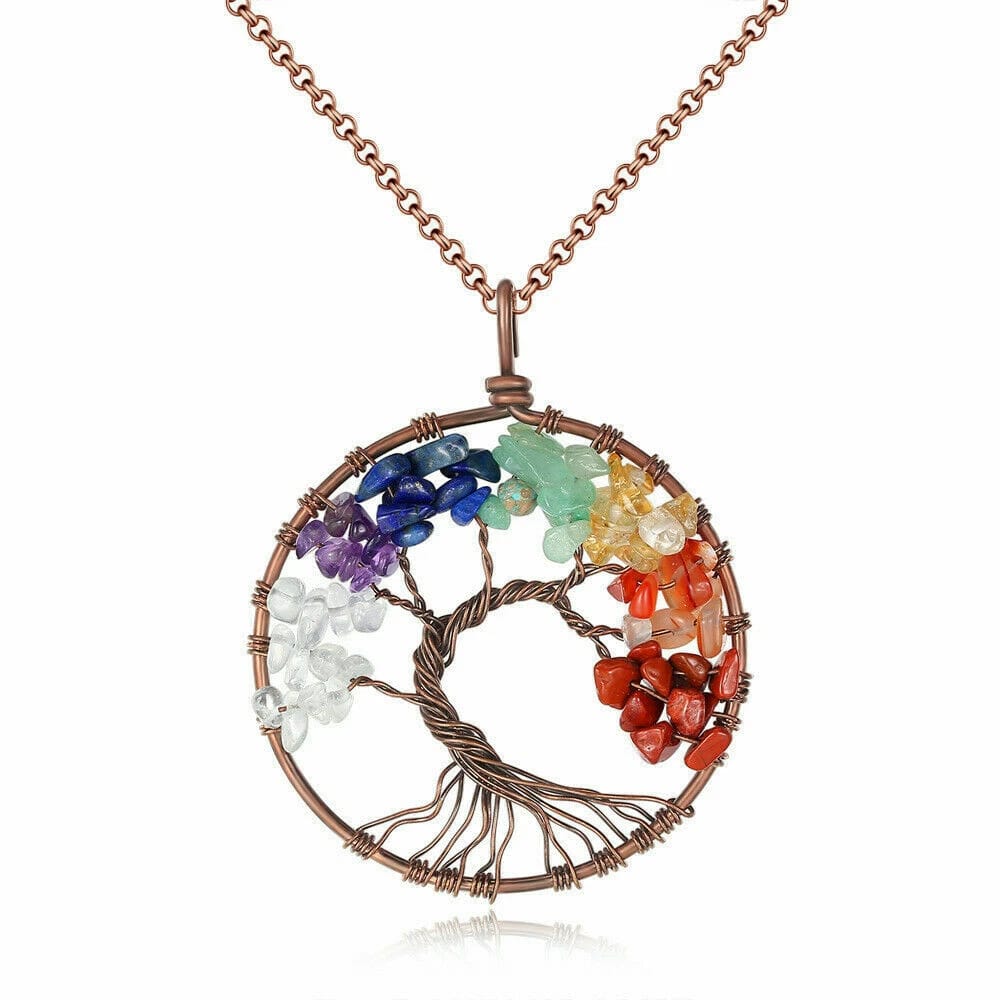 Stone Stainless steel tree pendant