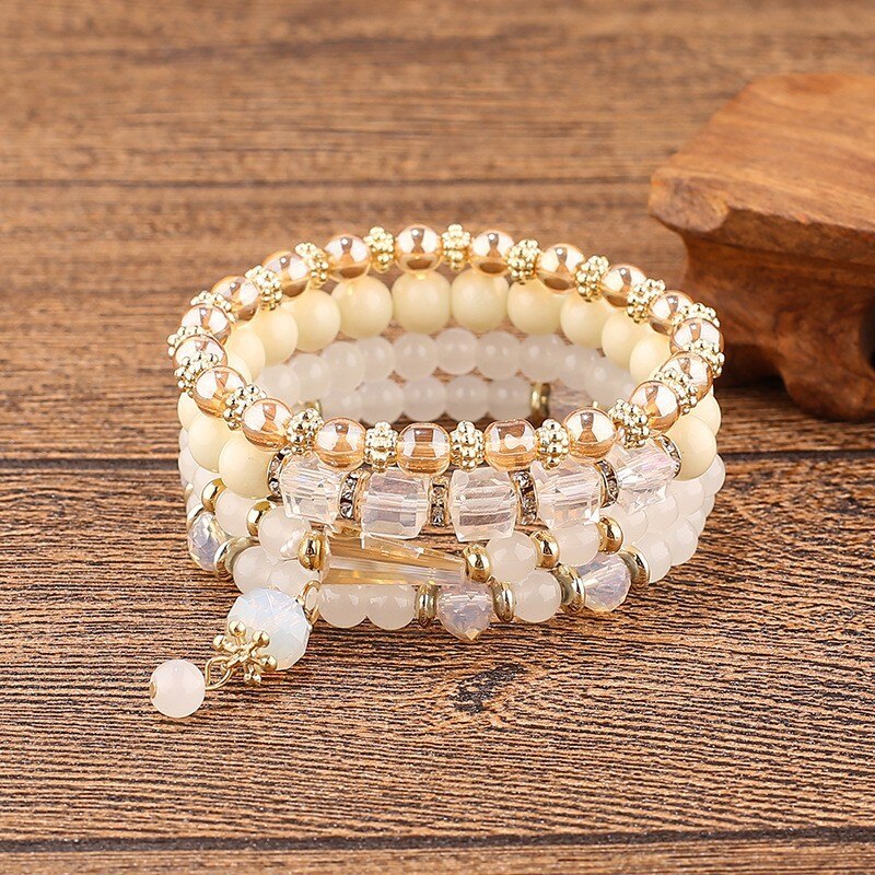 4layered Tasseled beaded stone set