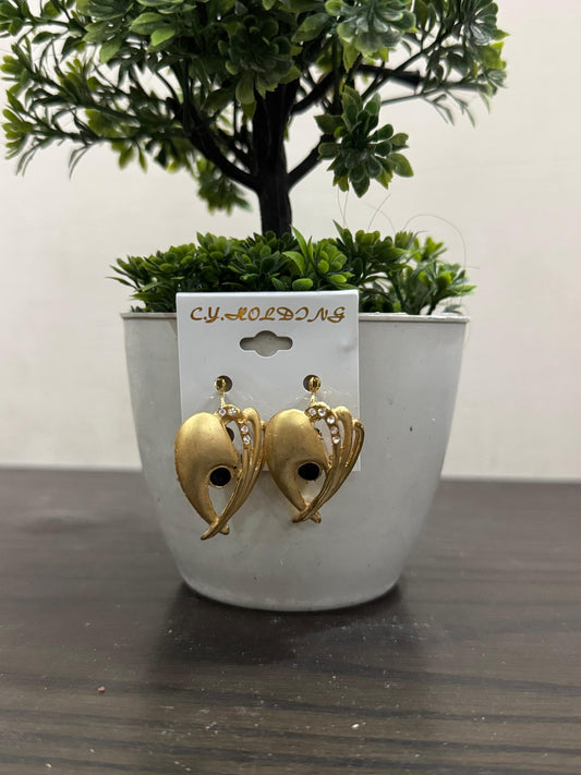 Black zirconia  golden studs