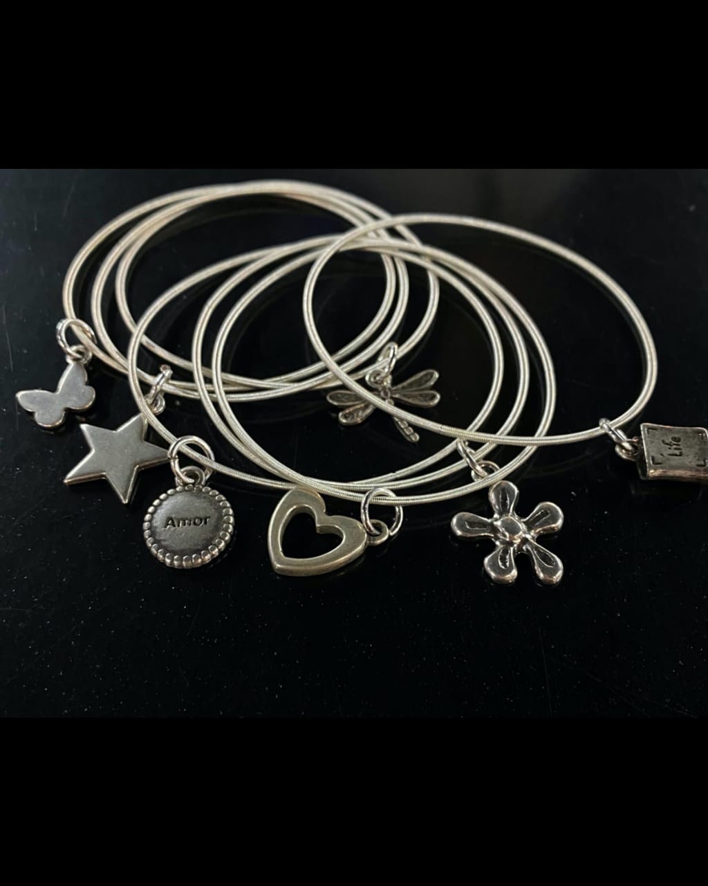 Silver Bangles with charms