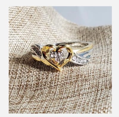 Heart Gold SILVER Zirconia RING