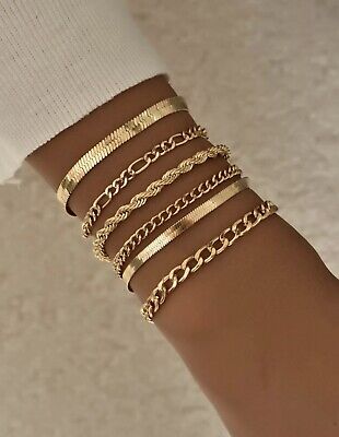 6PCS- METALLIC CHAIN BRACLETS