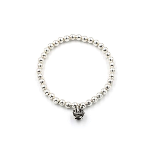 Silver Crown Charm Bracelet