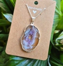 Iregular Charm purple pink stone pendant