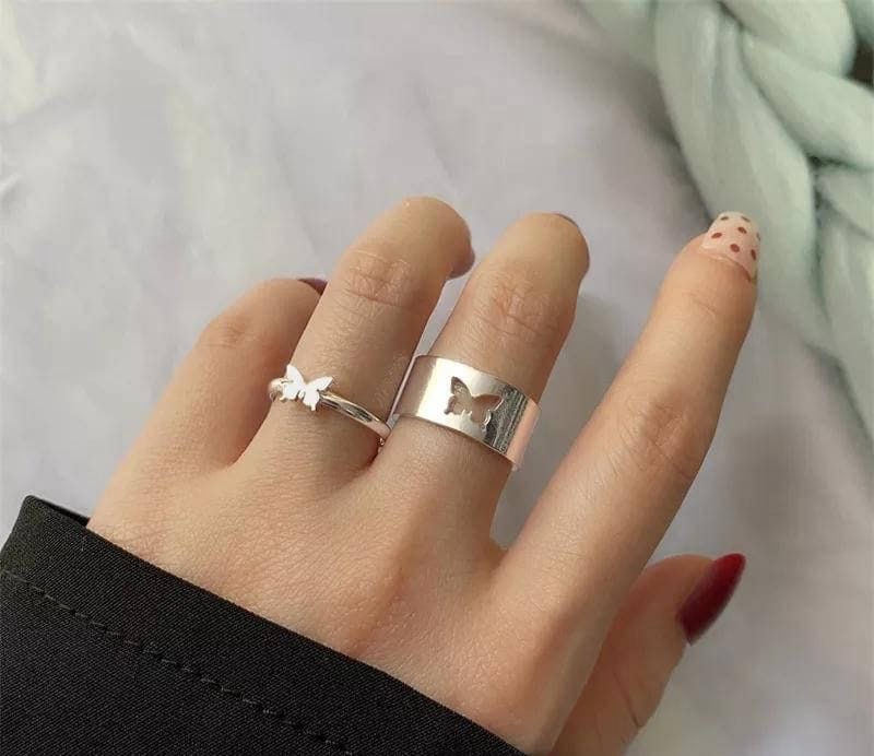 2PC- Couple Ring Butterfly Style D4