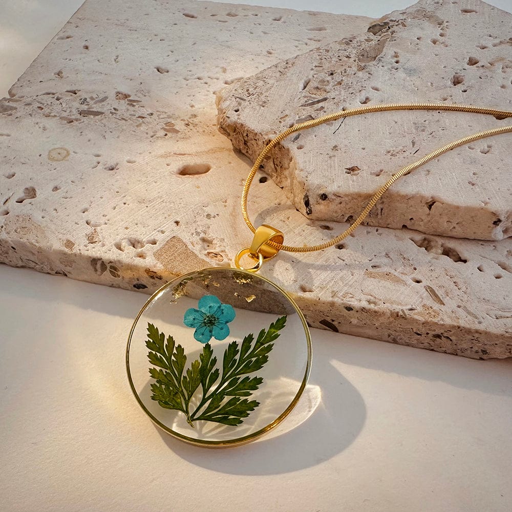 Dried flower RESIN Art Blue Pendant